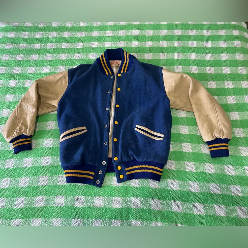 Vintage Blue and Cream Varsity Jackey